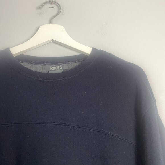 Roots Men's Dark Navy Long Sleeve Crew Neck Top Size Medium Classic Everyday - Picture 3 of 7